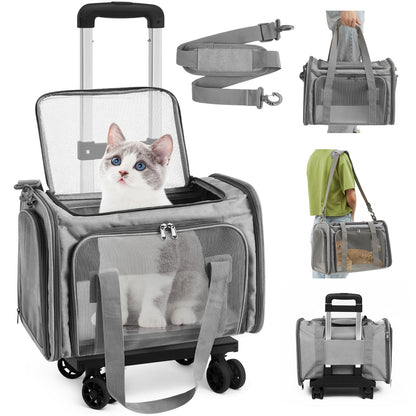Paterr Cat Carrier with Wheels – Foldable Pet Travel Carrier