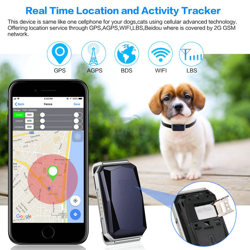 GPS Pet Tracker Collar for Lost Pet Location Tracking